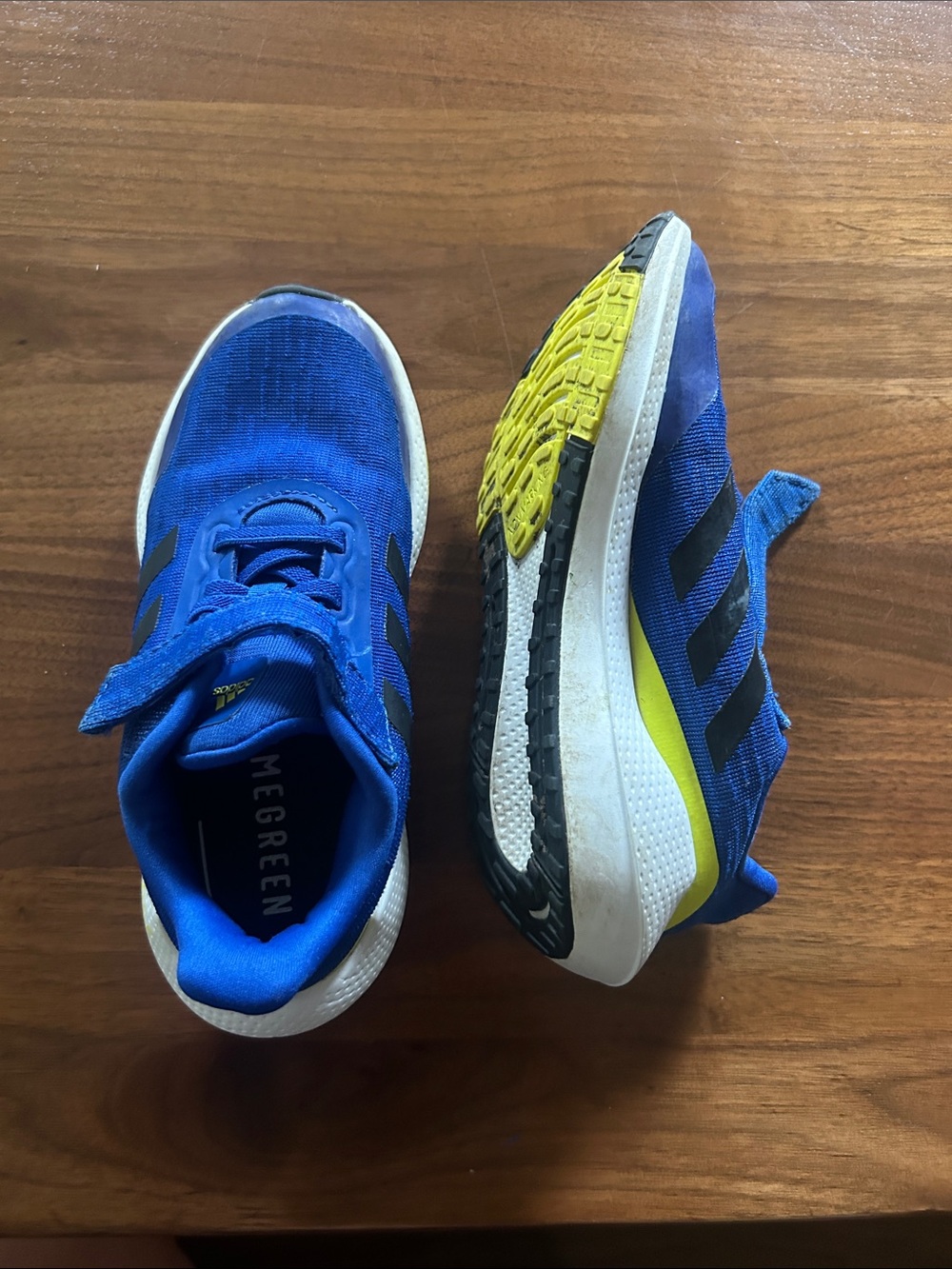 adidas Kids Blue Sneakers with Yellow Accent